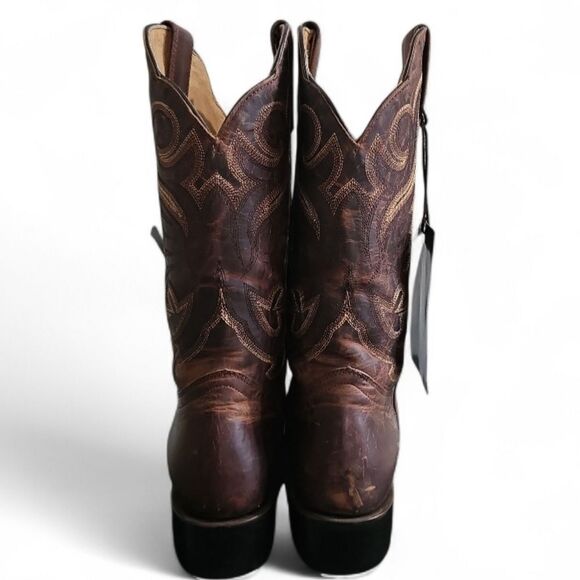 J.B. Dillon NWT Goat Leather Western Cowboy Rodeo Boots Sz 9B Distressed Brown - Picture 6 of 16